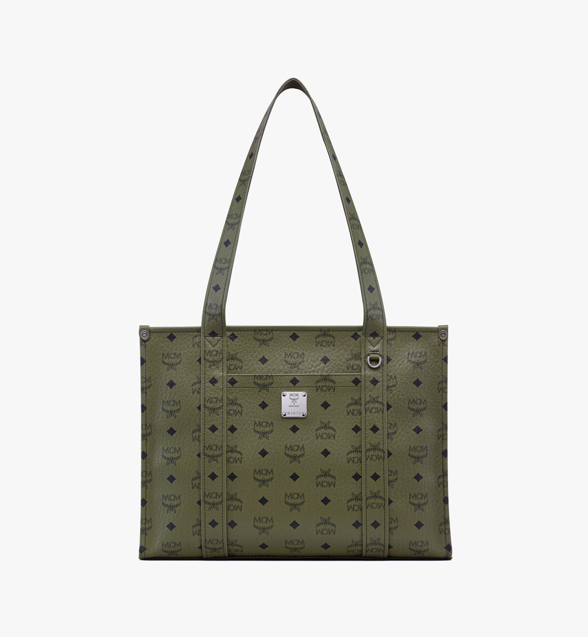 MCM Visetos ヴィセトス レザーショルダーバッグブルー　エムシーエム □極美品□ MCM エムシーエム モノグラム ヴィセトス柄 レザー